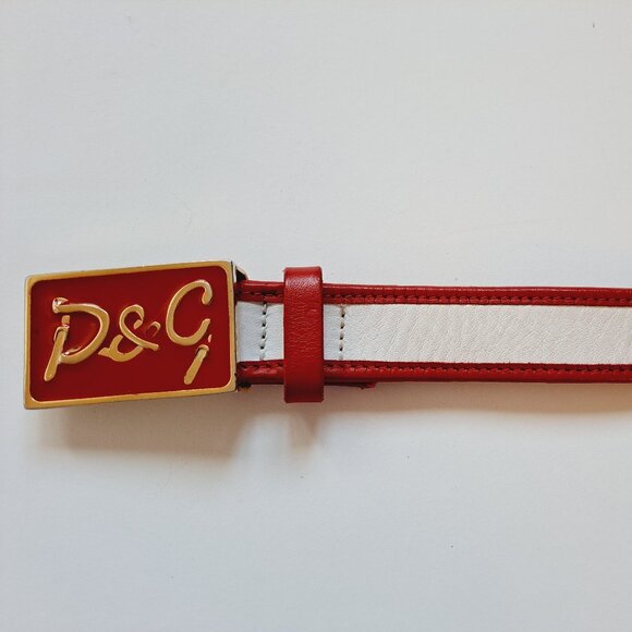 Dolce & Gabbana Red White Leather Synthetic Belt Size 75 main image 10
